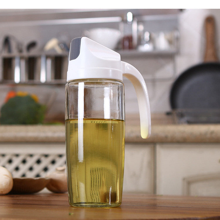 Glass oil pot home oil bottle kitchen supplies automatic opening with cover seasoning bottle oil vinegar bottle oil pot