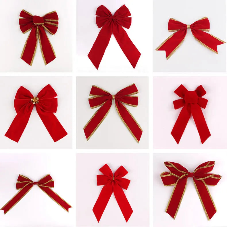 Big Bowknot Christmas Ornaments Christmas Tree Decoration Festival Party Home Snowflake Lattice Bow Gift Merry Christmas 2021
