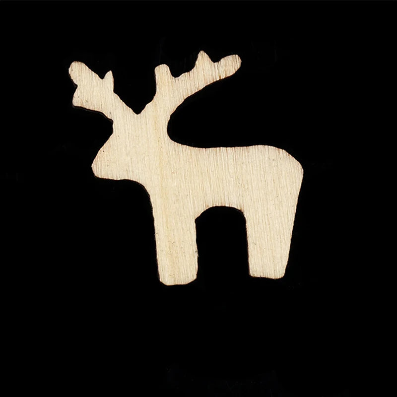 100pcs Christmas Decoration Wooden Snowflake Christmas Tree Deer Trojan Natural Wooden DIY Christmas Tree Hanging Ornaments F