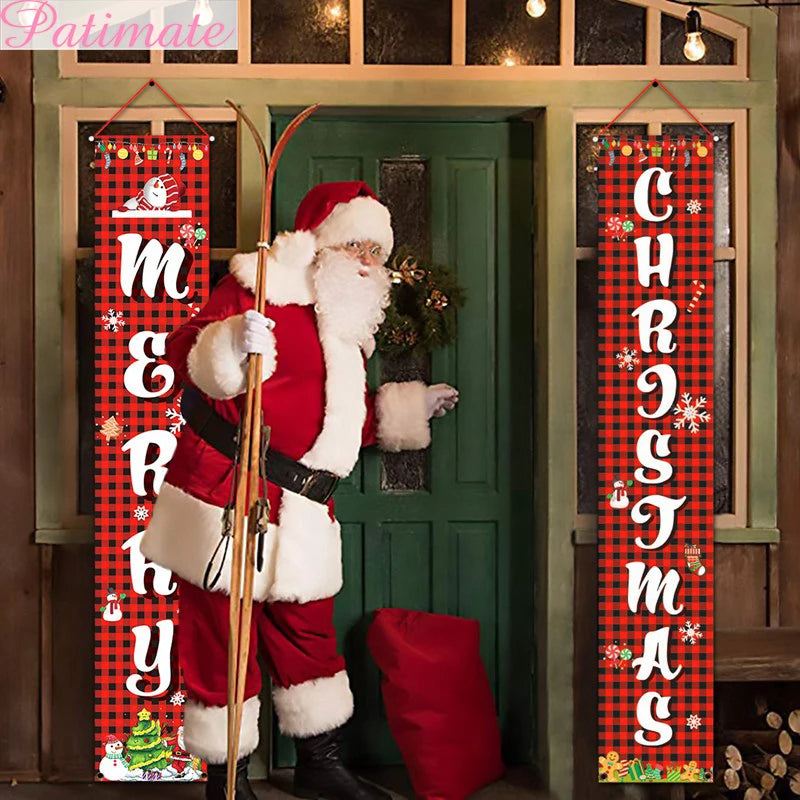 Christmas Hanging Flag Merry Christmas Outdoor Ornaments Christmas Decorations for Home Santa Claus Door Banner Xams Noel 2019