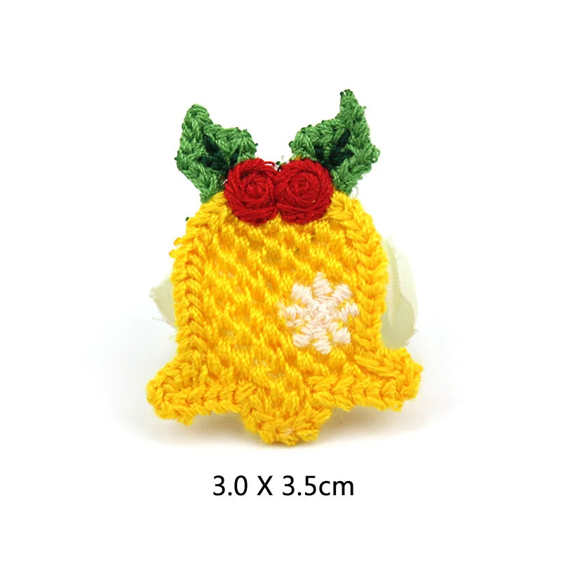 25Pcs Woolen Yarn Embroidery Christmas Tree Santa Patches Appliques DIY Festival Crafts Decoration Headwear Accessories