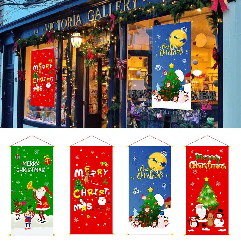Christmas Hanging Flag Merry Christmas Outdoor Ornaments Christmas Decorations for Home Santa Claus Door Banner Xams Noel 2019