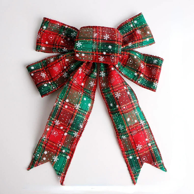 Big Bowknot Christmas Ornaments Christmas Tree Decoration Festival Party Home Snowflake Lattice Bow Gift Merry Christmas 2021