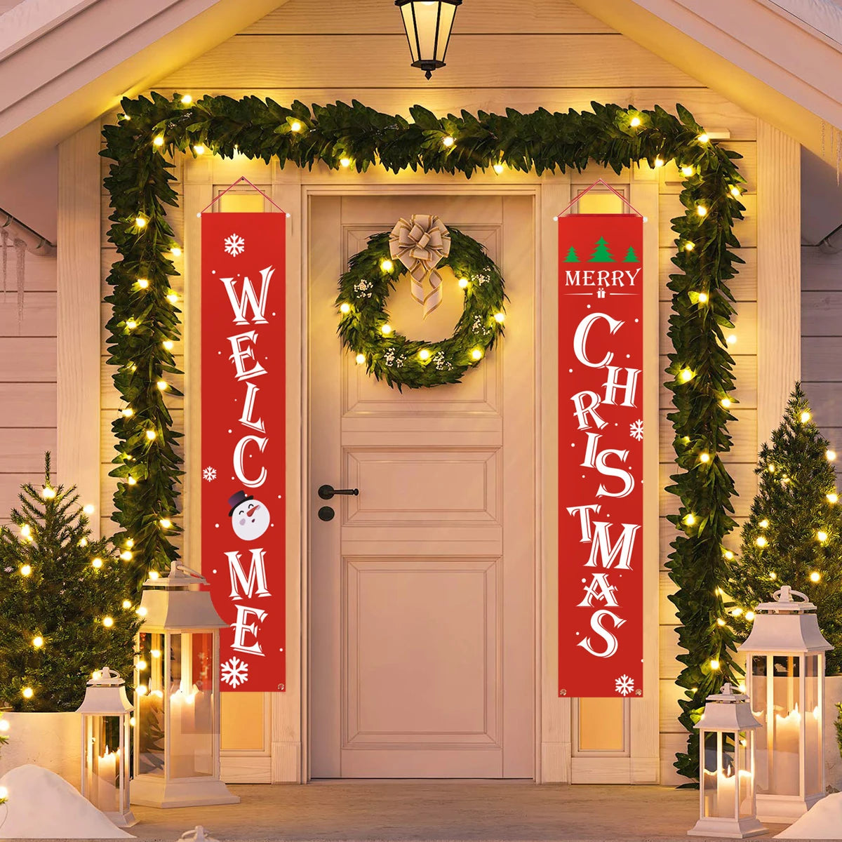 Christmas Hanging Flag Merry Christmas Outdoor Ornaments Christmas Decorations for Home Santa Claus Door Banner Xams Noel 2019