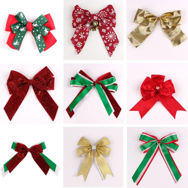 Big Bowknot Christmas Ornaments Christmas Tree Decoration Festival Party Home Snowflake Lattice Bow Gift Merry Christmas 2021
