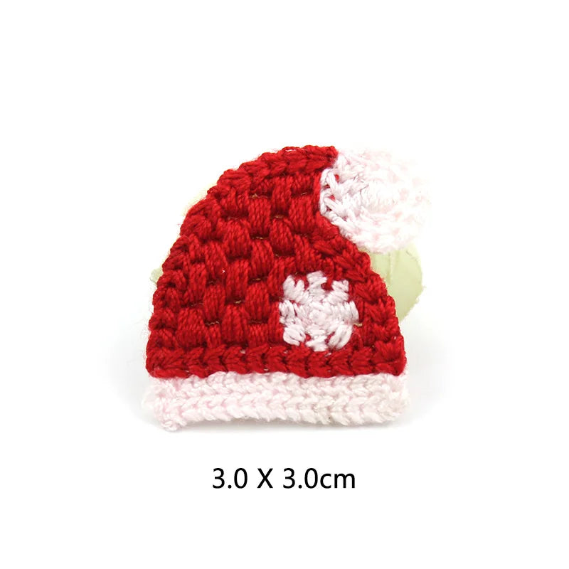 25Pcs Woolen Yarn Embroidery Christmas Tree Santa Patches Appliques DIY Festival Crafts Decoration Headwear Accessories