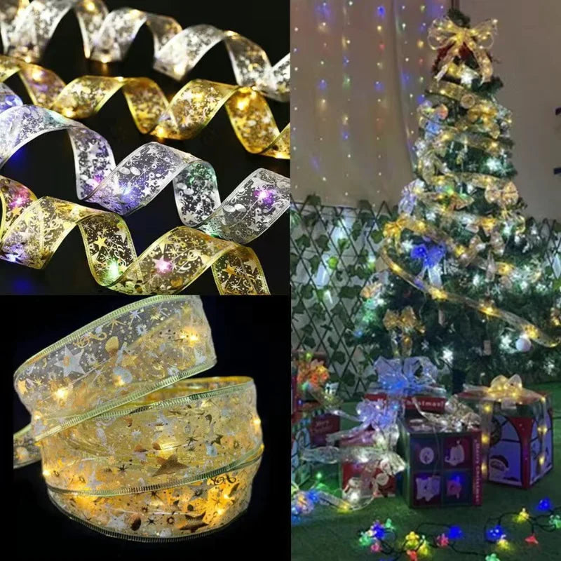 Christmas LED Decoration Festive Bow Ribbon Lights Romantic Atmosphere Arrangement Christmas Tree Decoration Festive Gifts