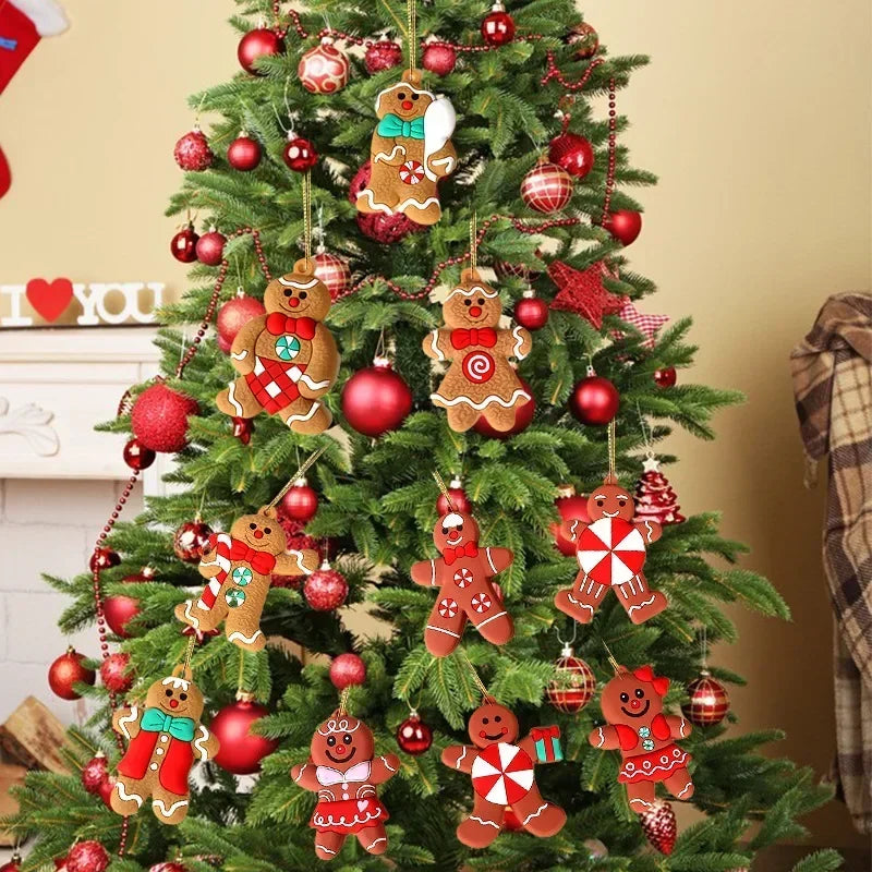6/12 pcs Christmas Gingerbread Man Pendant Christmas Tree Decoration Pendant Christmas Party Home Decor 2024 New Year Gift Noel