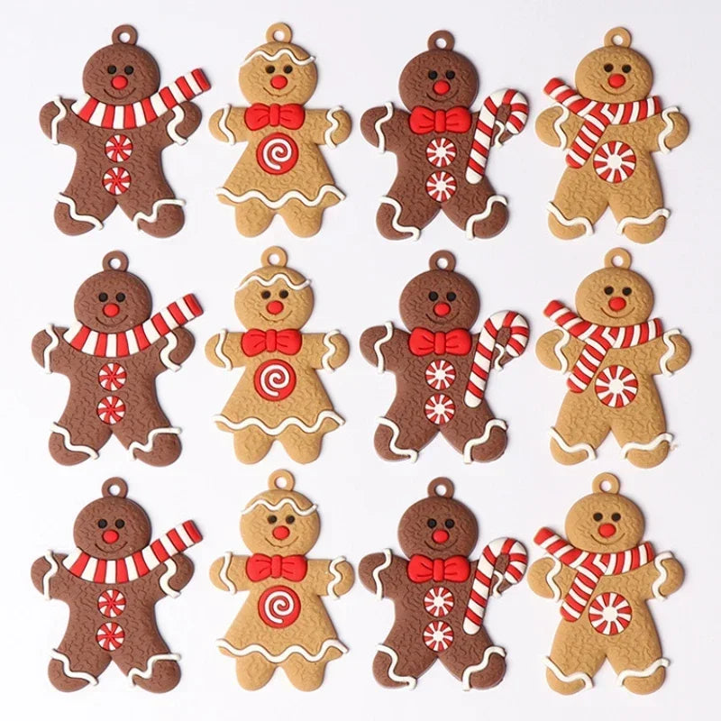 6/12 pcs Christmas Gingerbread Man Pendant Christmas Tree Decoration Pendant Christmas Party Home Decor 2024 New Year Gift Noel