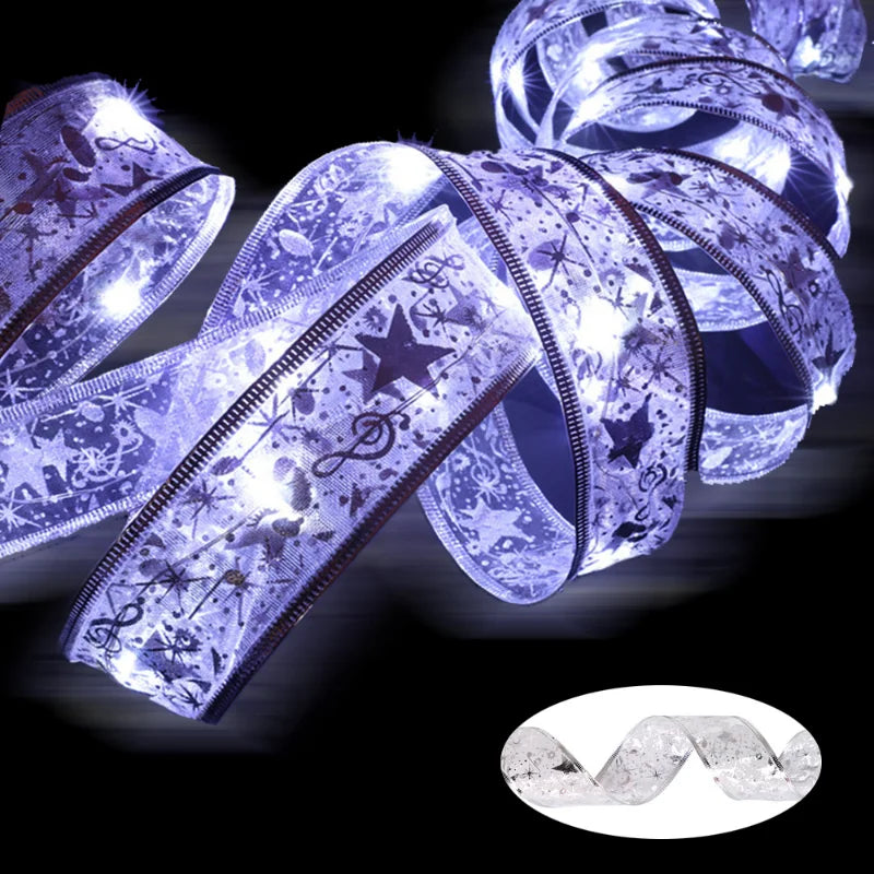 Christmas LED Decoration Festive Bow Ribbon Lights Romantic Atmosphere Arrangement Christmas Tree Decoration Festive Gifts