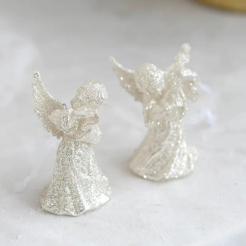 Christmas Tree Decoration Glitter Snowflake Angle Hanging Pendants Ornaments for Christmas Tree Navidad Gifts Home Decor