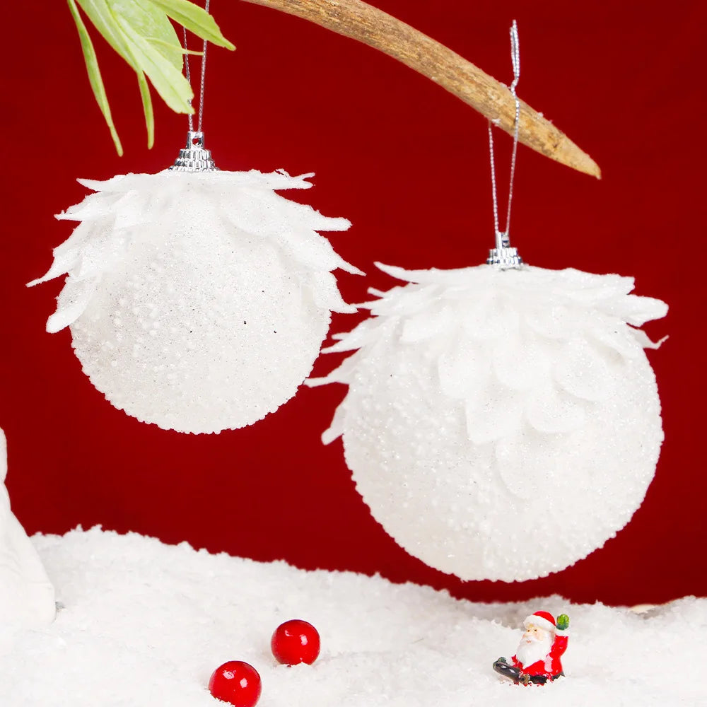 8cm White Christmas Ball 3pcs/box Christmas Tree Baubles Box Package Christmas Tree Decoration Christmas Hanging Balls Gifts