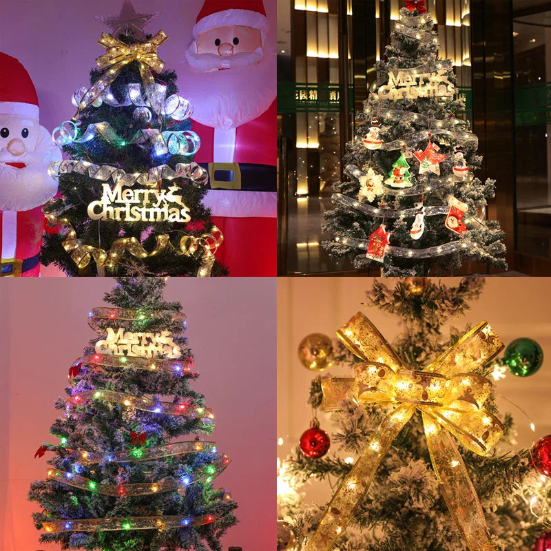 Christmas LED Decoration Festive Bow Ribbon Lights Romantic Atmosphere Arrangement Christmas Tree Decoration Festive Gifts