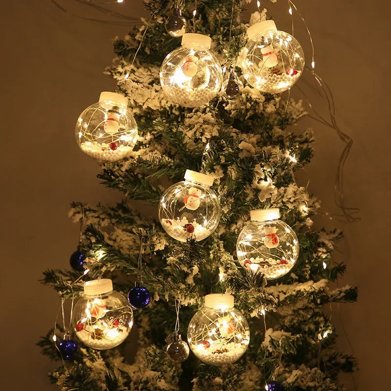 Xmas DIY Christmas Ball Santa LED Curtain Light String Christmas Tree Decoration for Home Party New Year Gifts Navidad Decor