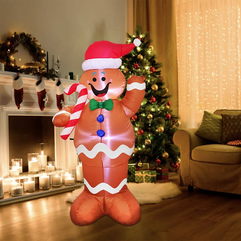 8FT-4FT Inflatable Santa Claus Glowing Christmas Outdoor Decoration LED Glowing Giant Party New Year 2023 Christmas Decoration