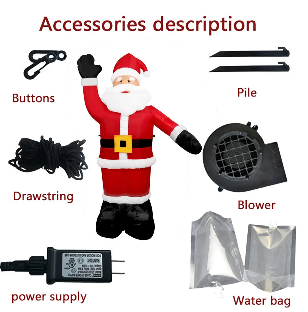8FT-4FT Inflatable Santa Claus Glowing Christmas Outdoor Decoration LED Glowing Giant Party New Year 2023 Christmas Decoration