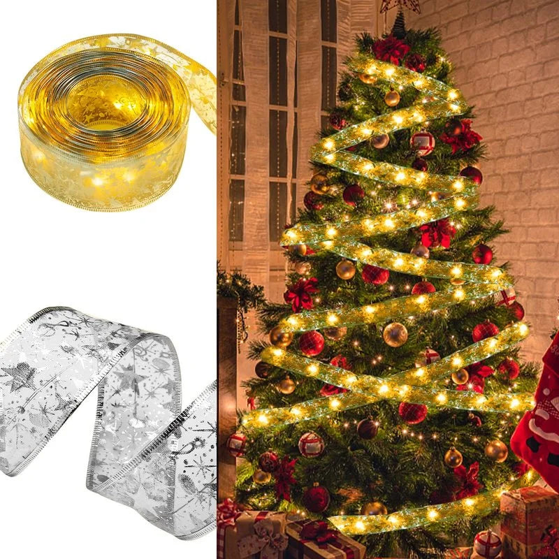 Christmas LED Decoration Festive Bow Ribbon Lights Romantic Atmosphere Arrangement Christmas Tree Decoration Festive Gifts