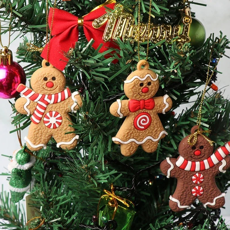 6/12 pcs Christmas Gingerbread Man Pendant Christmas Tree Decoration Pendant Christmas Party Home Decor 2024 New Year Gift Noel