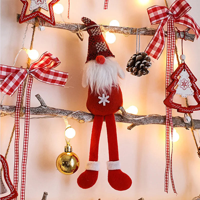 DIY Wooden Christmas Tree Artificial Fake Ornaments Wall Decoration Christmas ball/Christmas doll+wooden tree+Led light