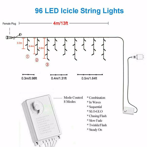 ED Fairy Christmas Curtain Icicle Lights