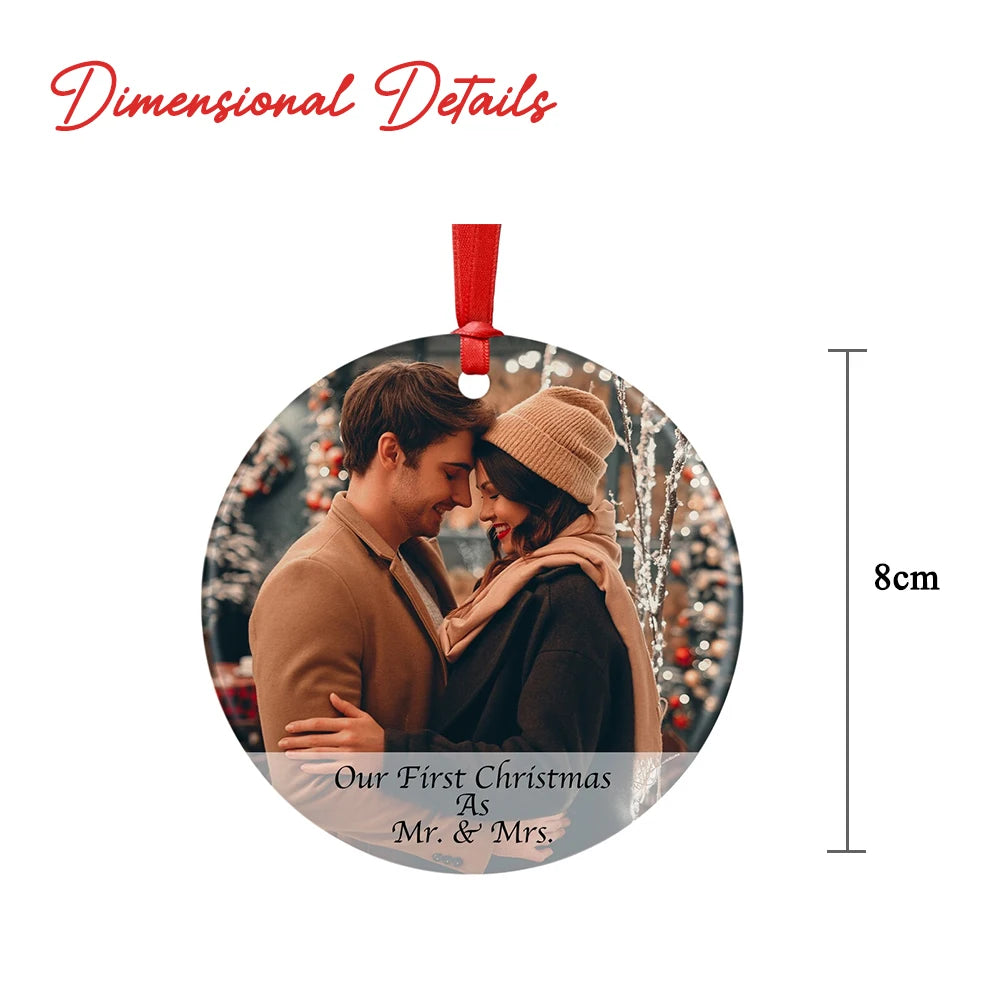 Christmas Ornaments Personalized Photos and Text Just Married Acrylic/Ceramic Ornament Christmas Tree Decoration 2023
