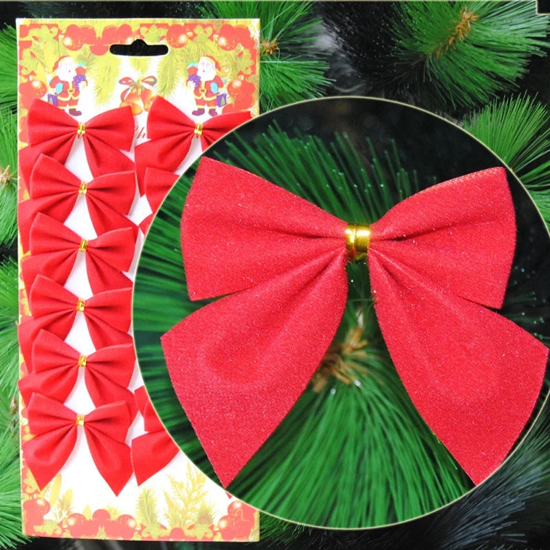 12PCS Christmas Bow Christmas Decorations Christmas Tree New Year Holiday Party Decoration for Festival Holiday