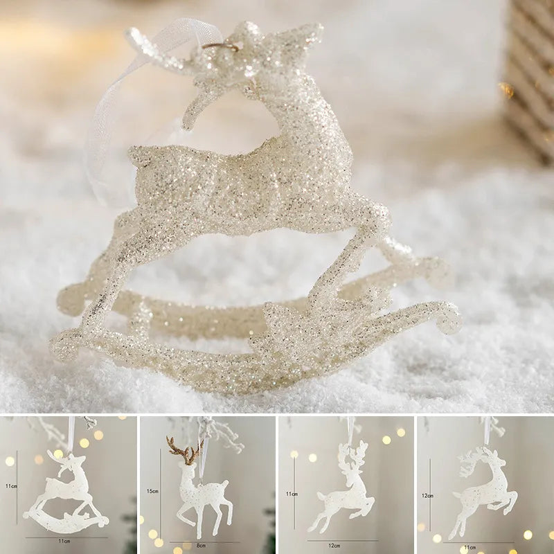 Christmas Tree Decoration Glitter Snowflake Angle Hanging Pendants Ornaments for Christmas Tree Navidad Gifts Home Decor