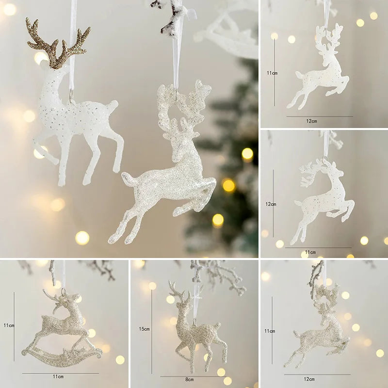 Christmas Tree Decoration Glitter Snowflake Angle Hanging Pendants Ornaments for Christmas Tree Navidad Gifts Home Decor