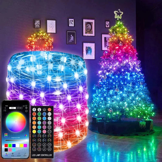 Christmas Tree Decoration Lights Customized Smart Bluetooth LED Personalized String Lights App Remote Control Lights Dropship