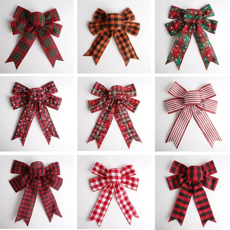 Big Bowknot Christmas Ornaments Christmas Tree Decoration Festival Party Home Snowflake Lattice Bow Gift Merry Christmas 2021