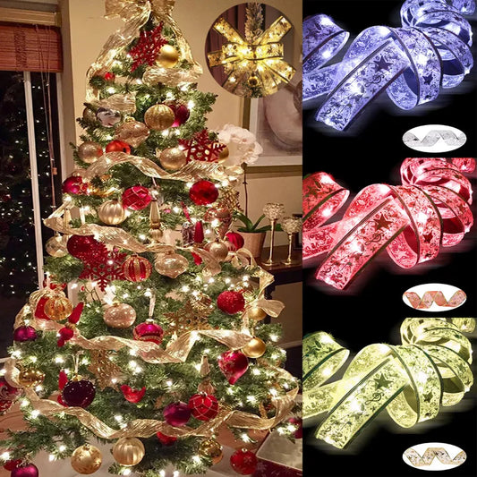 Christmas LED Decoration Festive Bow Ribbon Lights Romantic Atmosphere Arrangement Christmas Tree Decoration Festive Gifts