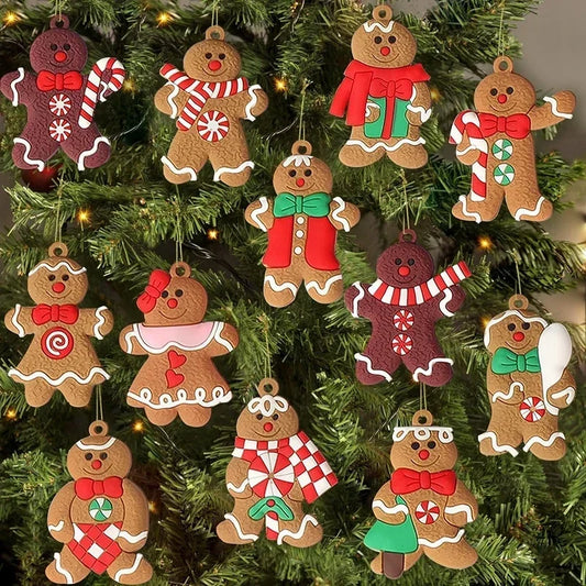 6/12 pcs Christmas Gingerbread Man Pendant Christmas Tree Decoration Pendant Christmas Party Home Decor 2024 New Year Gift Noel